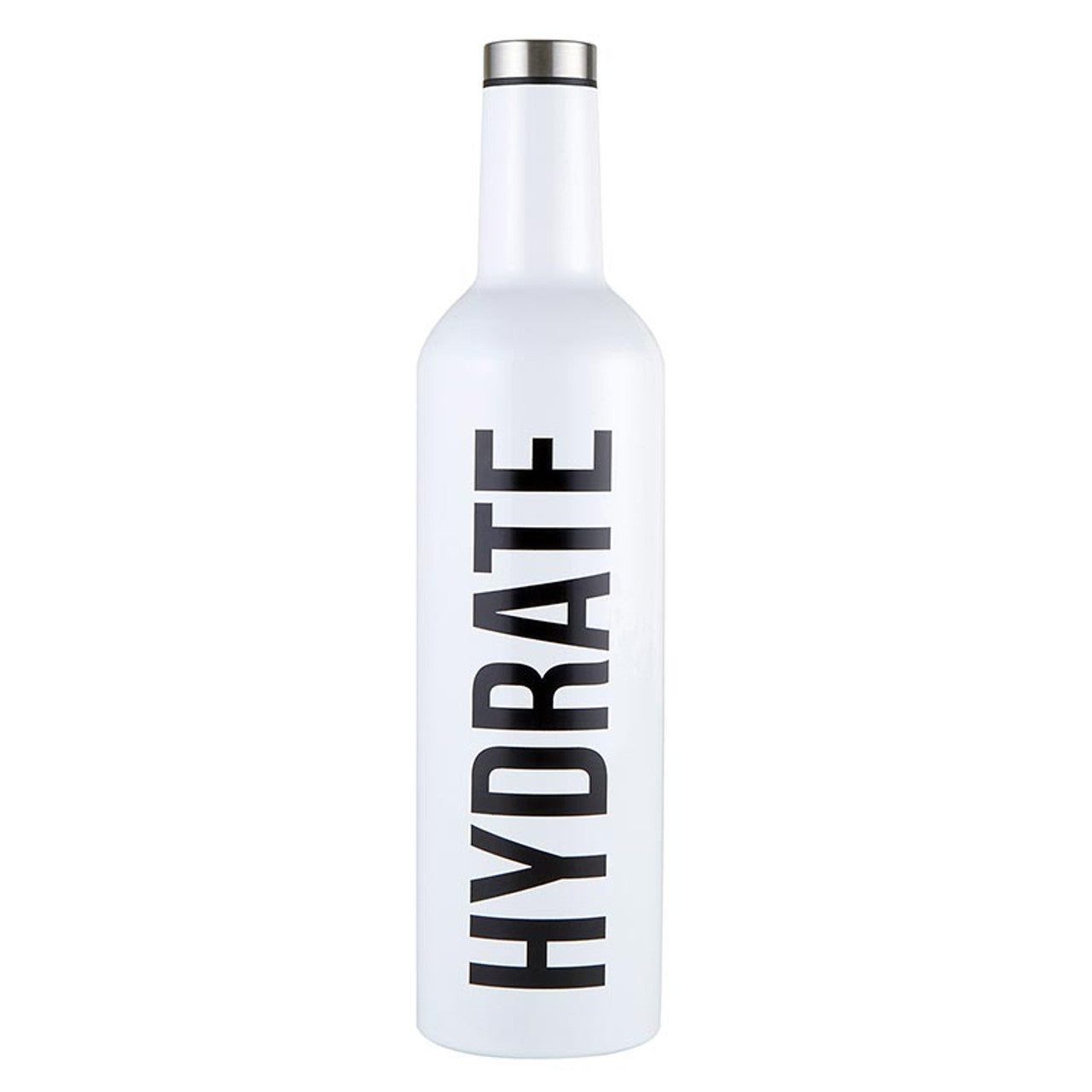 Hydrate Stainless Steel Water or Wine Bottle in White | Holds an